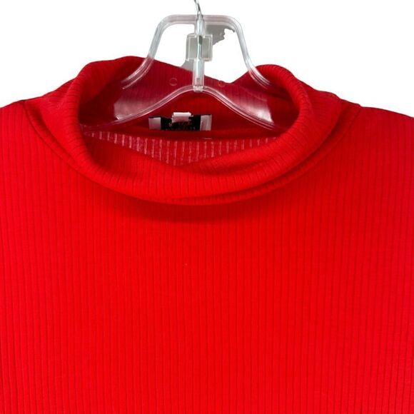 Crown And Ivy Ribbed Turtleneck Top True Red Womens Size Petite L PL Long Sleeve - Picture 5 of 6